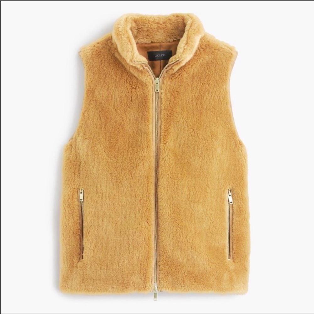 J. Crew plush fleece excursion vest golden hickory